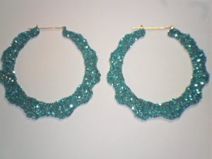 Bamboo Hoop Bling Bling Earrings Turquoise Buy 1 Get 1 Free Mix or Match