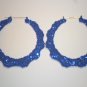 .Bamboo Hoop Bling Bling Earrings Navy Blue Buy 1 Get 1 Free Mix or Match