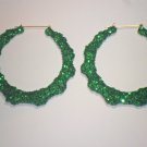 Bamboo Hoop Bling Bling Earrings Green Buy 1 Get 1 Free Mix or Match