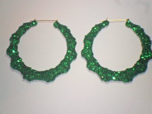 Bamboo Hoop Bling Bling Earrings Green Buy 1 Get 1 Free Mix or Match