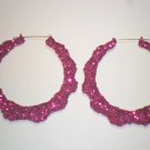 Bamboo Hoop Bling Bling Earrings Fuchsia Buy 1 Get 1 Free Mix or Match
