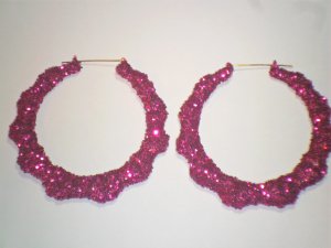 Bamboo Hoop Bling Bling Earrings Fuchsia Buy 1 Get 1 Free Mix or Match