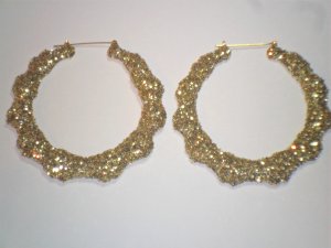 Bamboo Hoop Bling Bling Earrings Gold Buy 1 Get 1 Free Mix or Match