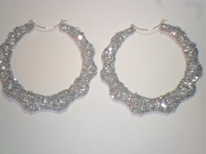 Bamboo Hoop Bling Bling Earrings Silver Buy 1 Get 1 Free Mix or Match