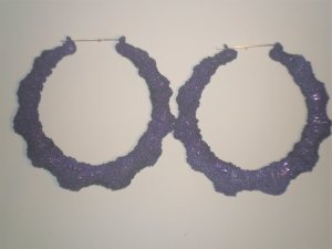 Ice Cream Bamboo Hoop Earrings Grape Purple