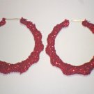 Ice Cream Bamboo Hoop Earrings Cherry Red