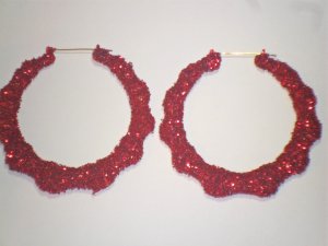 Ice Cream Bamboo Hoop Earrings Cherry Red