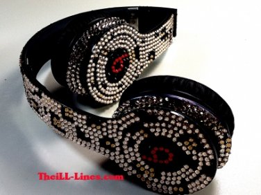Beats Solo On Ear Headphones  Leopard Print Customized with Swarovski Elements