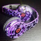 Beats Solo Headphones Purple Leopard Print Customized with Swarovski Elements