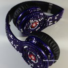 Beats Solo Headphones Blue Leopard Print Customized with Swarovski Elements