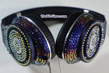 Beats Studio Over Ear Headphones made with Blue Iridescent Swarovski Elements