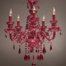 5 Light Red Crystal Chandelier 30x24   FREE SHIPPING