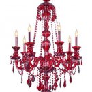 7 Light Red Crystal Chandelier 37 x 26