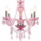 NEW Colored Crystal Chandelier ~ PINK~ SHabby Chic Wedding Lighting