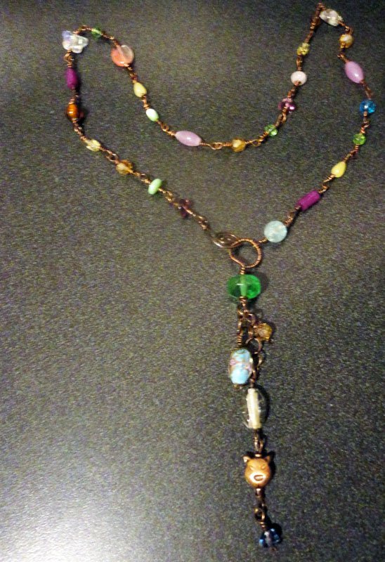 Vashti Necklace. Vintage glass, Swarovski crystal, dyed jade beads ...