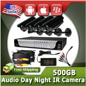 KARE 4CH CCTV Security Video Audio IR Night Vision Camera Surveillance DVR 500GB