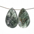 Faceted Rutilated Quartz Gemstone Briolettes set of 2