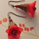 Flower Earrings - Red