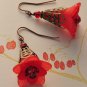 Flower Earrings - Red