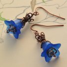 Vintage Flower Earrings - Blue Lucite
