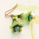 St Patty's Day Vintage Flower Earrings - Celtic Green