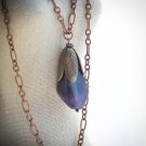 Handmade Cave Amethyst Woodland Leaf Necklace