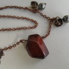Handmade Red Tiger's Eye Gemstone and Pyrite Necklace
