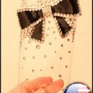 Verizon Sprint Iphone 4 4s Clear Back Case Hello Kitty Style Black Bow Bling Bling Iced Out Crystal