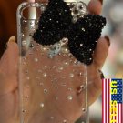 Iced Hello Kitty Black Bow Style Bling Crystal Pearl Verizon Sprint Iphone 4S 4g 4gs Clear Back Case