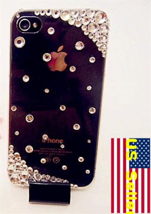 Iced Out Bling Bling Verizon Sprint Iphone 4 4S Clear Protector Back Cover Case HD