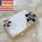 Verizon Sprint Iphone 4 4S Clear Back Case Iced Out Bling Bling 3D Black Rose Kitty