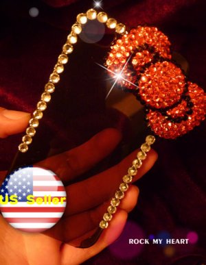 Hello Kitty Iphone 4 4s Bling 3D Case Crystal Red Big Bow Cover Verizon 4 at&t