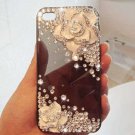 New 3D Iphone 4s 4 Bling Clear Crystal White Rose Flower case cover Verizon 4