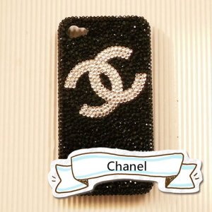 New 3D Iphone 4s 4 Bling Crystal CoCo Logo Black back case cover Verizon 4