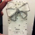 3D Iphone 4s 4 Bling Crystal Pearl White Bow clear back case cover Verizon 4