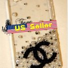 Iphone 4s 4 Bling Coco Black logo Clear Crystal White Pearl case cover Verizon4