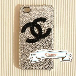 New 3D Iphone 4s 4 Bling Crystal Black CoCo Logo White Hard back case Verizon 4