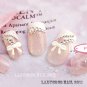 Japanese 3D Nail White French Pink Acrylic Fake Nail Crystal Bow design Bling