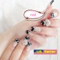 Japanese 3D Nail Black French White Polka dots Acrylic Fake Nail Crystal Bow New
