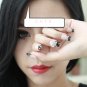 Japanese 3D Nail Black French White Polka dots Acrylic Fake Nail Crystal Bow New