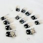 Japanese 3D Nail Black French White Polka dots Acrylic Fake Nail Crystal Bow New