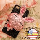 3D Iphone 4s 4g 4 Bling Crystal big Pink Rabbit Black Hard Case Verizon4 at&t