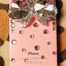 3D bling bling Crystal Diamond Iphone 4 4S Big Bow pink back case verizon 4