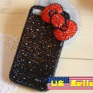 3D Iphone 4s 4g 4 Bling Crystal Big Red Bow Black Hard Case Verizon4 at&t