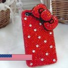 3D Iphone 4s 4g 4 Bling Crystal big Red Bow Hard Case Verizon4