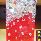 Iced Out Hello Kitty Bow Heart Style Bling Bling Crystal Apple Iphone 4 4g Red Back Case