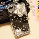 Verizon Sprint Iphone 4 4S Clear Back Case Iced Out Bling Bling 3D White Rose
