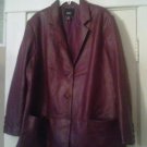Women's Leather Blazer-Wine/Burgandy