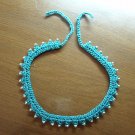Necklace Teal crocheted choker beaded Necklace Teal crocheted choker beaded