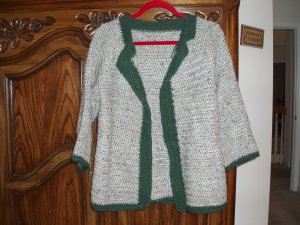 wool sweater jacket gray crocheted